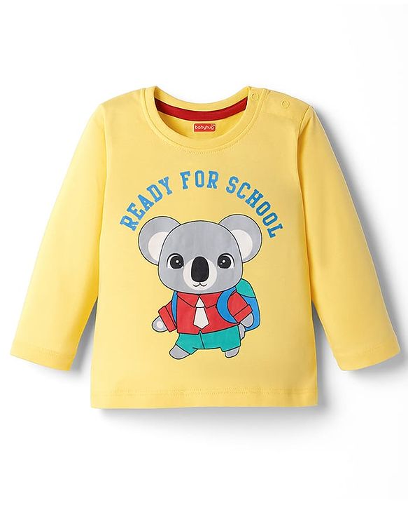Babyhug 100% Cotton Single Jersey Knit T-Shirt With Animal Print Pack Of 3 - Light Blue Aqua & Yellow