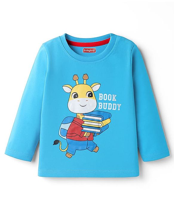 Babyhug 100% Cotton Single Jersey Knit T-Shirt With Animal Print Pack Of 3 - Light Blue Aqua & Yellow