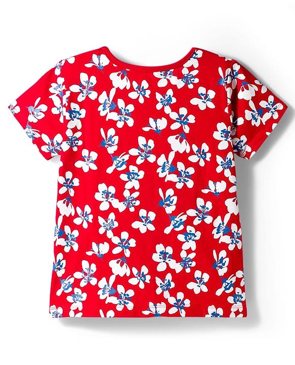 Pine Kids Single Jersey Knit Half Sleeves Shorts Co-ord Night Suit With Floral Print - Red