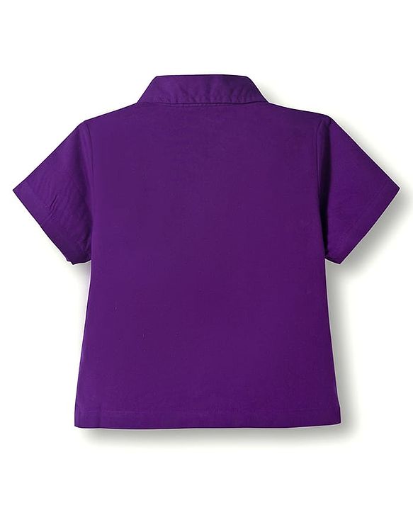 Pine Kids Cotton Woven Half Sleeves Solid Color Top & Inner Tee - Purple