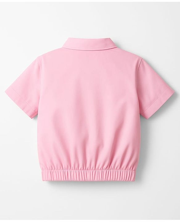 Pine Kids Cotton Woven Half Sleeves Solid Color Shirt Style Top - Pink