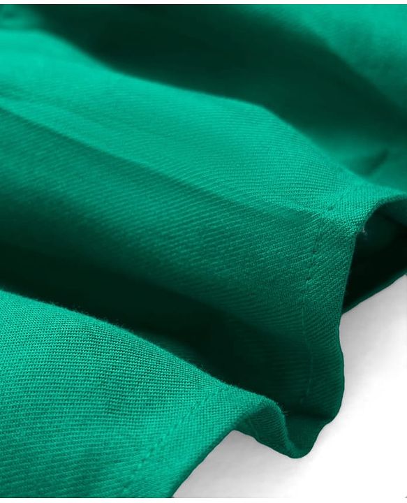 Pine Kids Woven Half Sleeves Solid Frock With Frill Detailing - Green