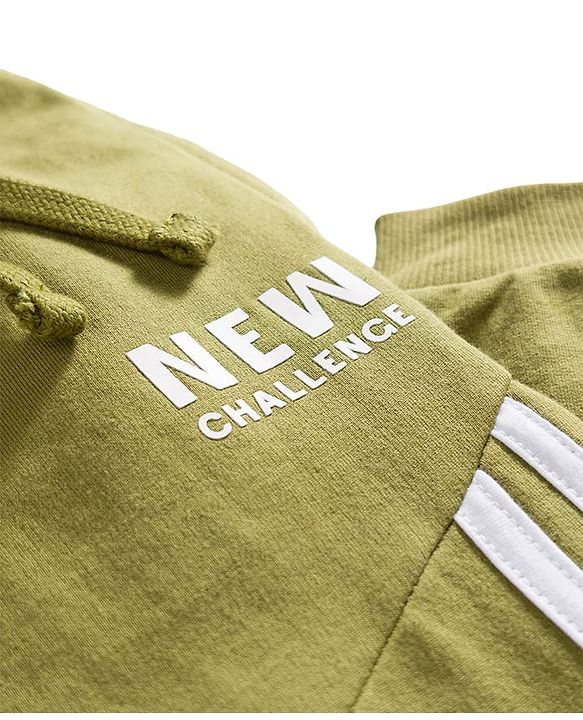 Pine Kids Looper Knit Full Length Lounge Pant With Text Print - Olive Green