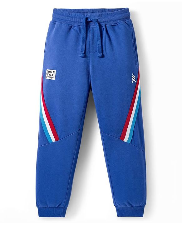 Pine Kids Looper Knit Full Length Cut & Sew Lounge Pant with Tape Detailing - Navy Blue
