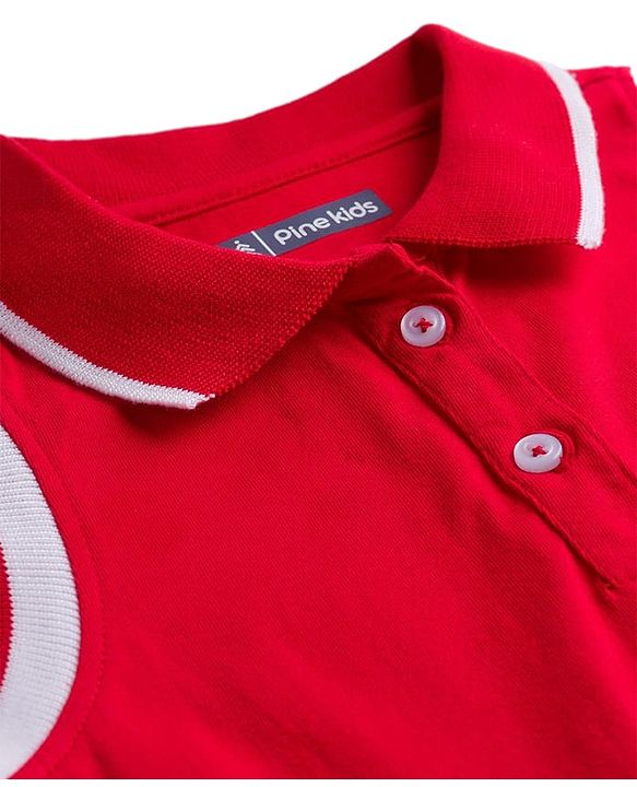 Pine Kids Cotton Knit Sleeveless Frock with Heart Patch - Red