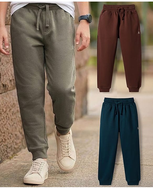 Pine Kids Knit Full Length Solid Color Lounge Pants Pack of 3 ( Color May Vary )