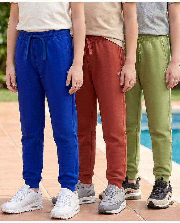Pine Kids Knit Full Length Lounge Pant With Logo Print Pack Of 3 - Colour May Vary
