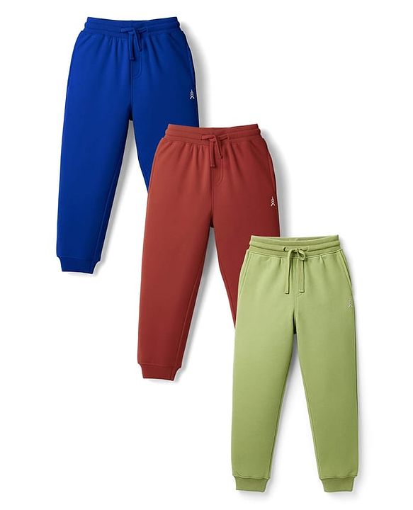 Pine Kids Knit Full Length Lounge Pant With Logo Print Pack Of 3 - Colour May Vary