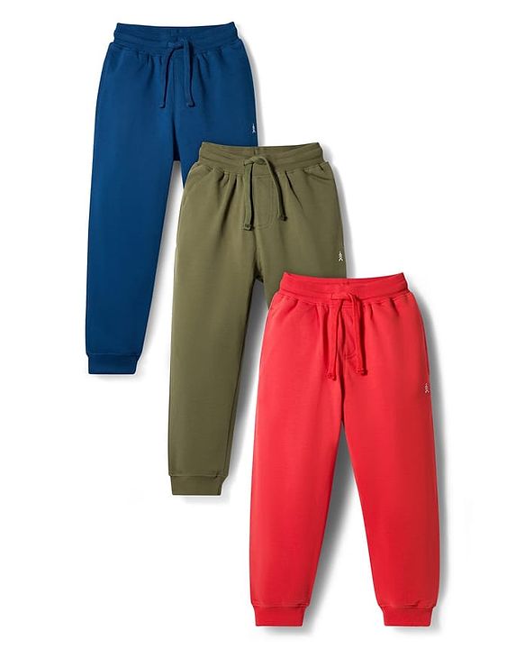 Pine Kids Knit Full Length Solid Colour Lounge Pants Pack of 3 - (Colour May Vary)