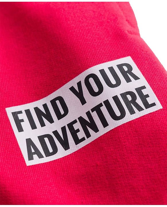 Pine Kids Knit Full Length Lounge Pant With Find Your Adventure Text Print With Pockets - Red