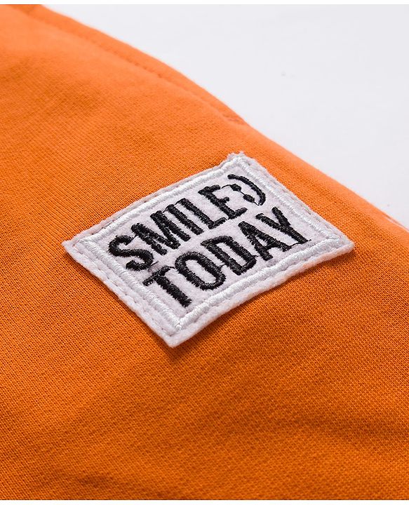 Pine Kids Knit Full Length Lounge Pant With Text Badge - Orange