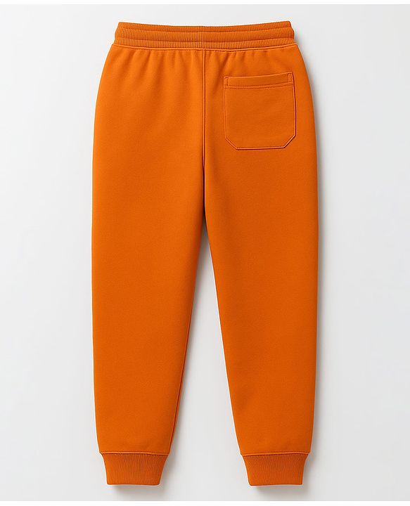 Pine Kids Knit Full Length Lounge Pant With Text Badge - Orange
