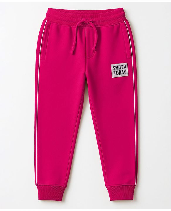 Pine Kids Knit Full Length Lounge Pant With Text Badge - Orange