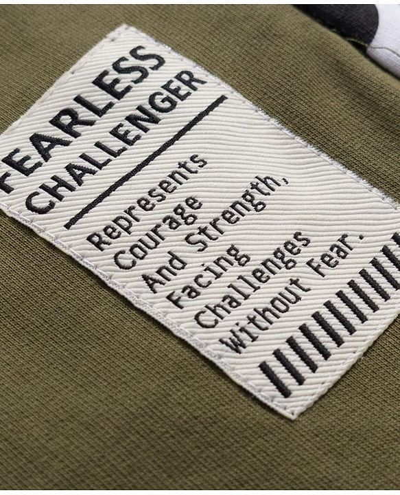 Pine Kids Knit Full Length Lounge Pant With Camouflage & Text Print - Olive Green