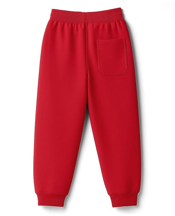 Pine Kids Knit Full Length Lounge Pant With Text Print - Red