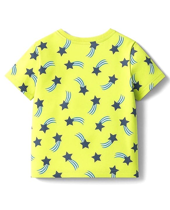 Pine Kids Single Jersey Knit Half Sleeves Co-ords Shorts Night Suit with Star Print - Lime Green