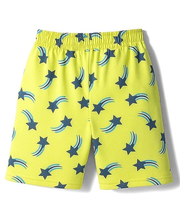 Pine Kids Single Jersey Knit Half Sleeves Co-ords Shorts Night Suit with Star Print - Lime Green