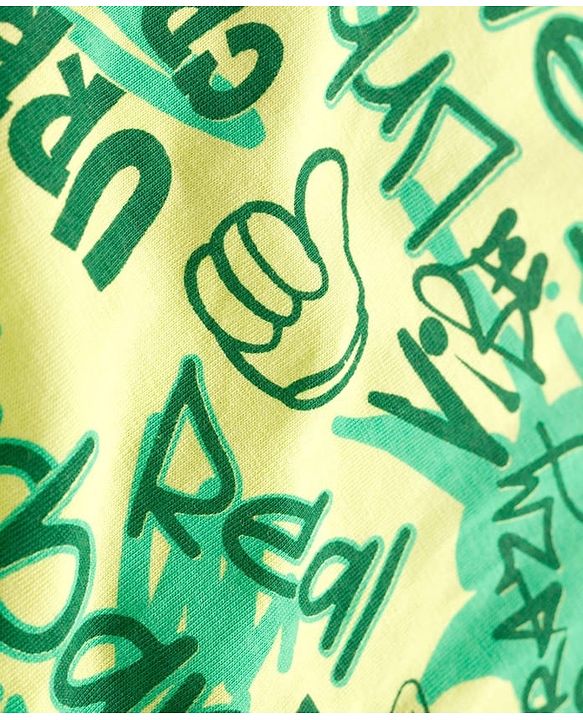 Pine Kids Single Jersey Knit Shorts Night Suit With Text Print - Lime Green