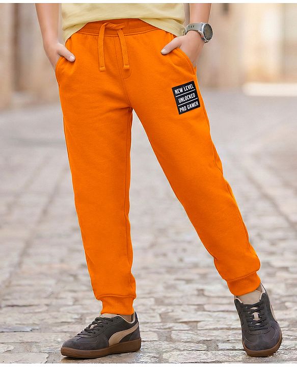 Pine Kids Knit Full Length Lounge Pant With Text Print - Olive Green