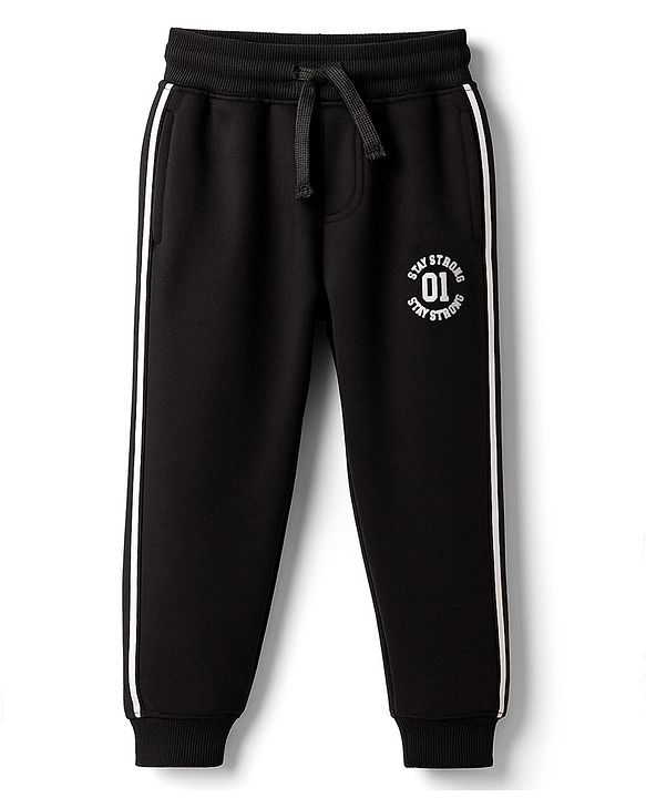 Pine Kids Knit Full Length Lounge Pant With Stay Strong Print - Black