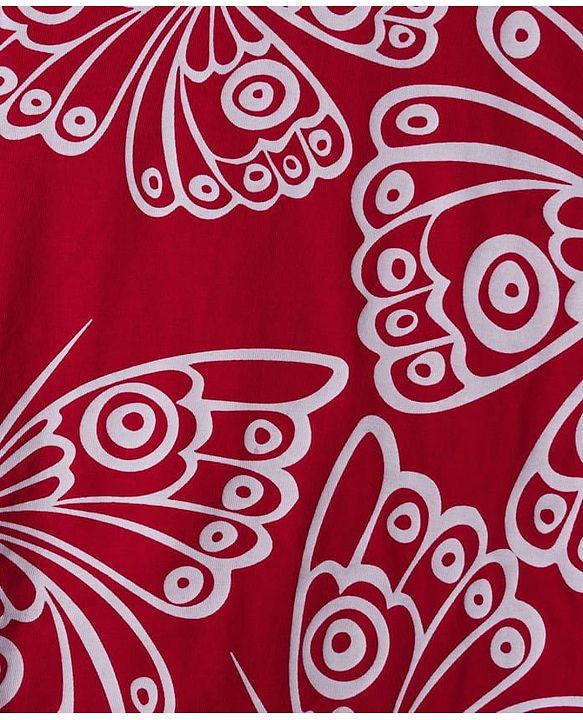 Pine Kids Single Jersey Knit Half Sleeves Co-ords Shorts Night Suit with Butterfly Print - Red