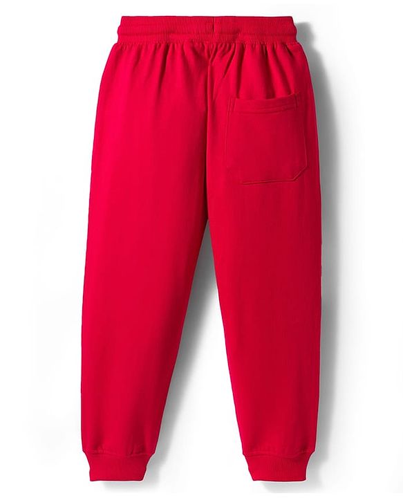 Pine Kids Knit Full Length Lounge Pant with Text Print - Red