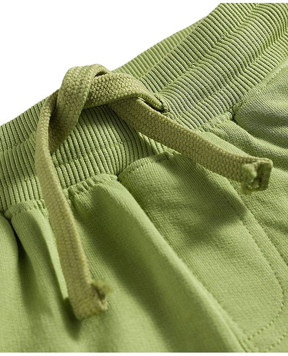 Pine Kids Knit Full Length Lounge Pant with Text Print - Olive Green