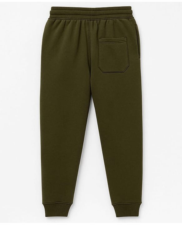 Pine Kids Knit Full Length Lounge Pant With Text Print - Olive Green