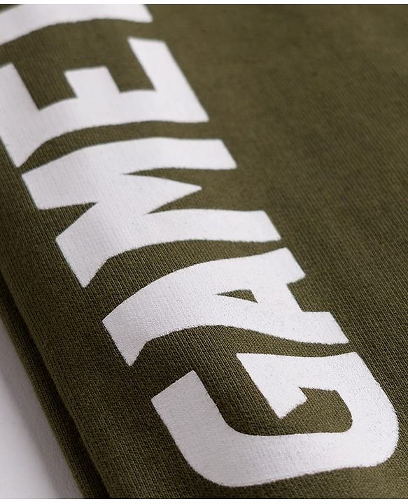 Pine Kids Knit Full Length Lounge Pant With Text Print - Olive Green