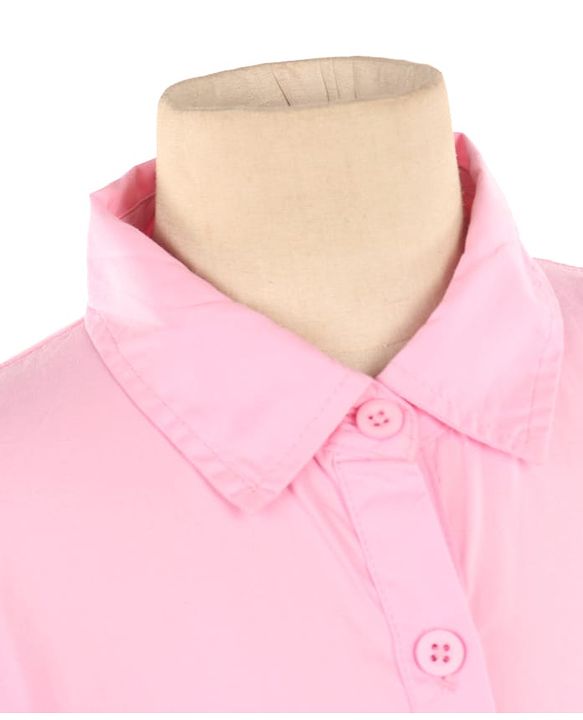 Pine Kids Woven Half Sleeves Solid Color Shirt Style Frock with Sling Bag - Pink