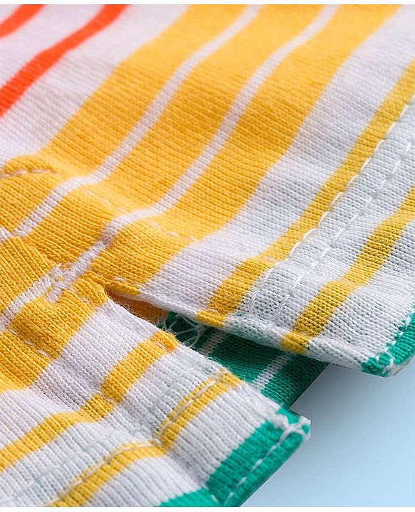 Babyhug Cotton Knit Half Sleeves Striped Polo T-Shirt with Ship Graphic - Multicolor