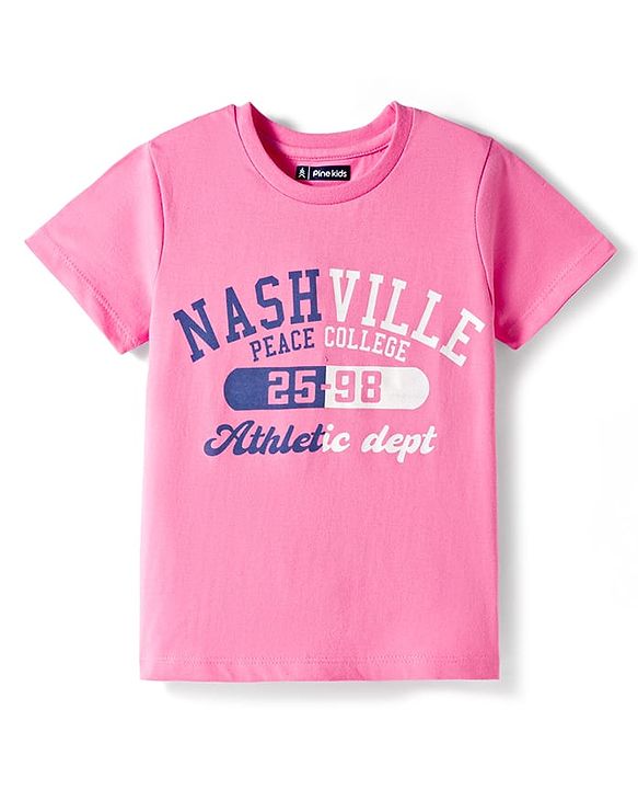 Pine Kids Cotton Knit T-Shirts with Text Print Half Sleeves Round Neck Multi Colors Pack of 5 6-7 Years