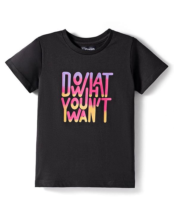 Pine Kids Cotton Knit T-Shirts with Text Print Half Sleeves Round Neck Multi Colors Pack of 5 6-7 Years