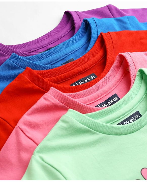 Pine Kids Cotton Knit T-Shirts Graphic Print Multi Colors 5-6 Years