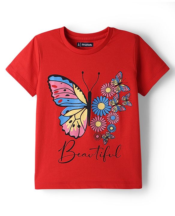 Pine Kids Cotton Knit Regular T-Shirts with Graphic Print Multi Colors 5-6 Years Pack of 5