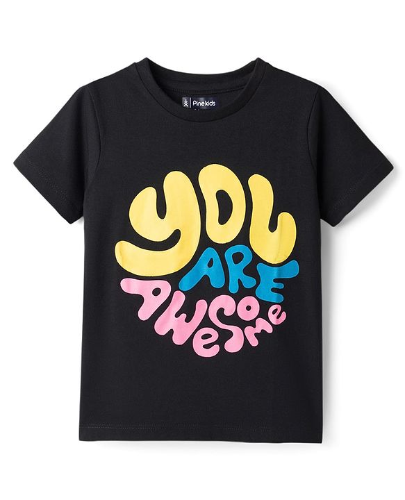 Pine Kids Cotton Knit T-Shirts with Graphic Print Multi Colors 4-5 Years Pack of 5