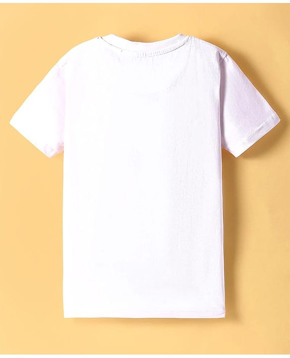 Pine Kids Cotton Knit Half Sleeves T-Shirt with Gaming Graphic - White