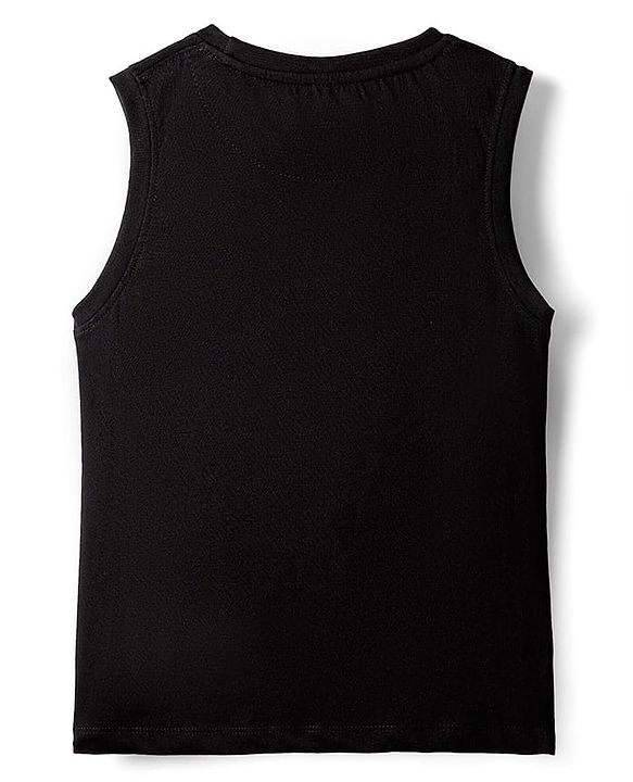 Pine Kids Cotton Knit Sleeveless Tank T-Shirt with Tiger Graphic - Black