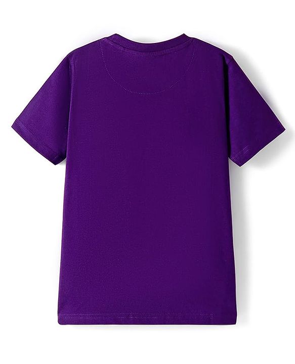 Pine Kids Cotton Knit Half Sleeves T-Shirt with Beach Theme Graphic - Purple