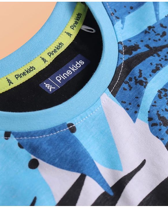 Pine Kids 100% Cotton Knit Half Sleeves Tropical Theme Printed T-Shirt - Multicolour