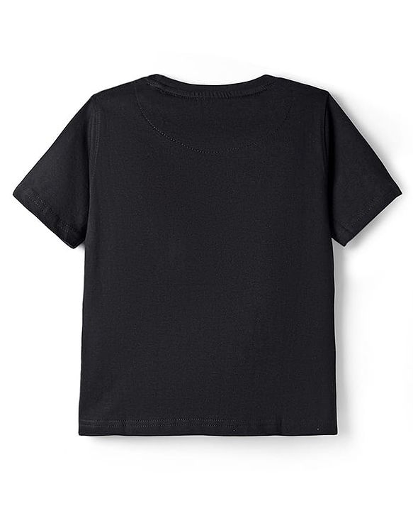 Pine Kids Cotton Knit Half Sleeves T-Shirt with Tiger Graphic - Black