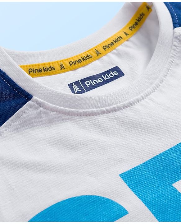 Pine Kids Cotton Knit Half Sleeves T-Shirt with Text Graphic - White