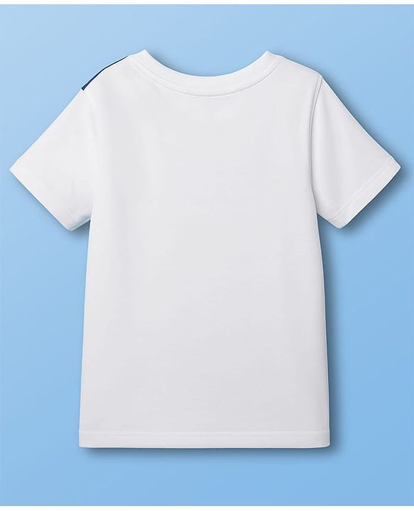Pine Kids Cotton Knit Half Sleeves T-Shirt with Text Graphic - White
