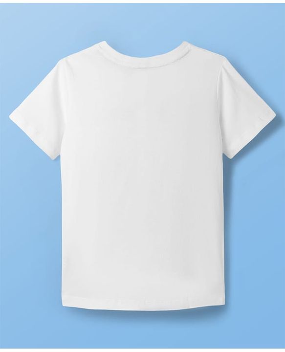 Pine Kids Cotton Knit Half Sleeves T-Shirt With Text Print - White