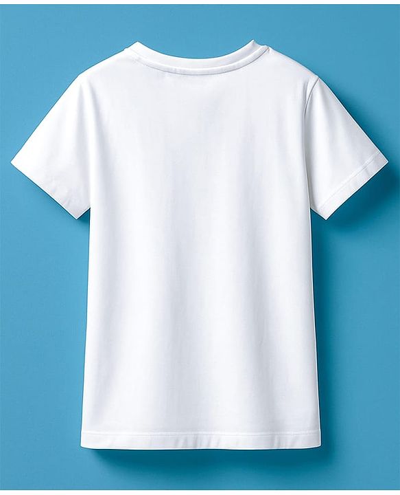 Pine Kids Cotton Knit Half Sleeves T-Shirt With Text Print - White
