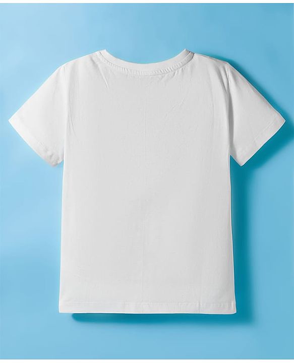 Pine Kids Cotton Knit Half Sleeves T-Shirt With Text Print - White