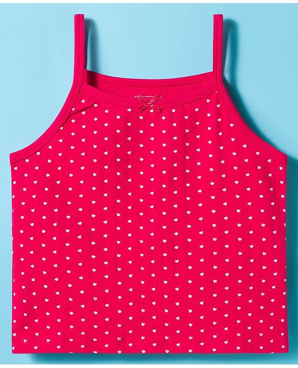 Pine Kids Cotton Lycra knit Sleeveless Slips With Heart Print Pack Of 3 - Colour May Vary
