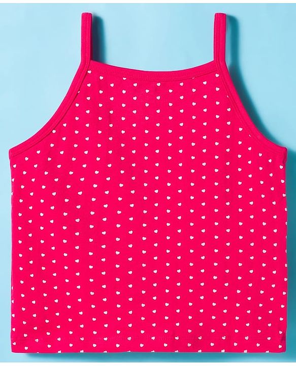 Pine Kids Cotton Lycra knit Sleeveless Slips With Heart Print Pack Of 3 - Colour May Vary