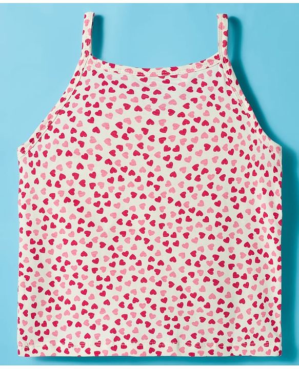 Pine Kids Cotton Lycra knit Sleeveless Slips With Heart Print Pack Of 3 - Colour May Vary