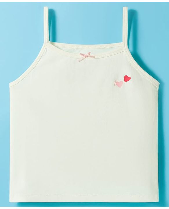 Pine Kids Cotton Lycra knit Sleeveless Slips With Heart Print Pack Of 3 - Colour May Vary
